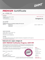 GHMT PVP certificate BC 6A Patchkabel PC RJ45 V1 RJ45 V1 SFTP C6A LSZH