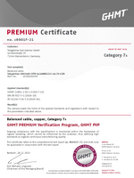 GHMT PVP certificate BC 7A AMJ1400 SFTP 4x2xAWG221 Cat.7A LSZH