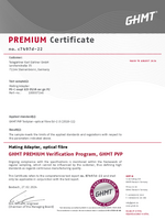 GHMT PVP Level2 P2 certificate FO adapter LC duplex APC green