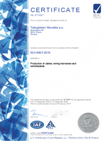 ISO Certifcate 9001:2015 Telegärtner Slovakia a.s.